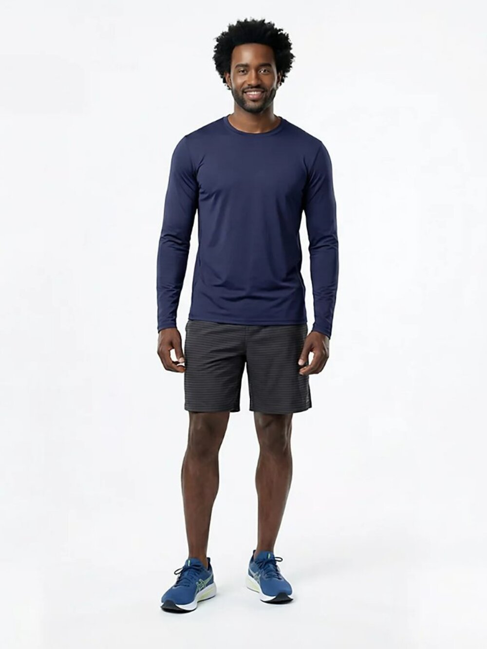 Mens T-shirt Long Sleeve Compression Blue M Workout Activewear
